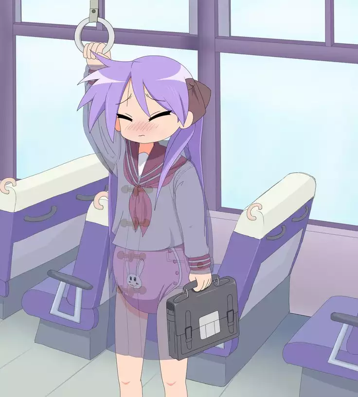 Kagami goes to shcool wearing diaper