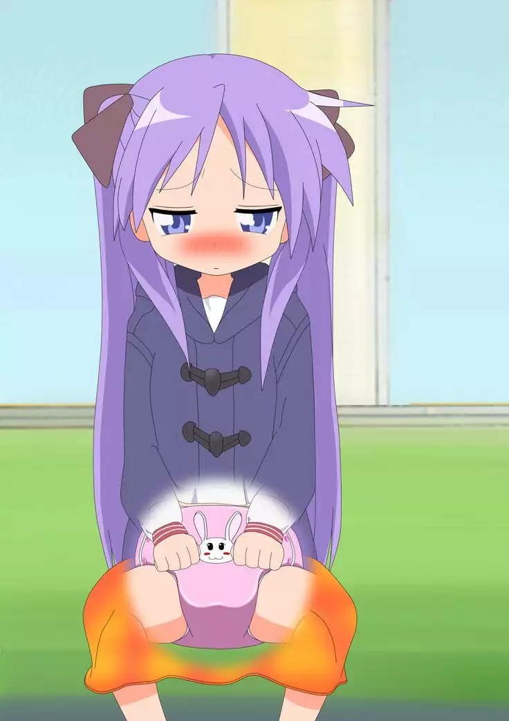 Kagami goes to shcool wearing diaper