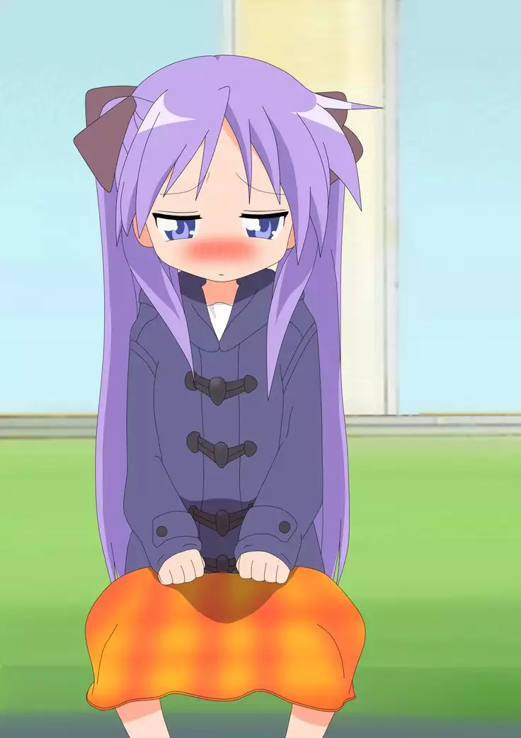 Kagami goes to shcool wearing diaper