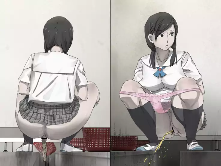 溝トイレを真下から【学校編】